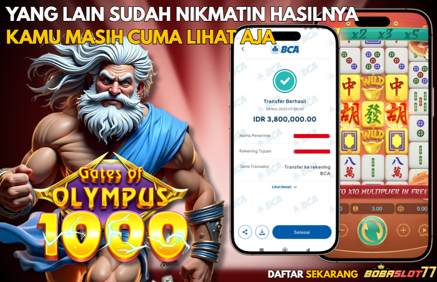 Selamat kepada user id : irw****7 Wede Rp 3.800.000 di Game GATES OF OLYMPUS 1000 PRAGMATIC PLAY Cair Gk Sampe 1 Menit! Menang Mudah di Bobaslot77